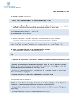 Servi&ccedil;o Social III Estrutura Base da Interven&ccedil;&atilde;o Social (6 ECTS