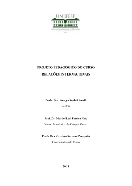 projeto pedag&oacute;gico do curso rela&ccedil;&otilde;es internacionais