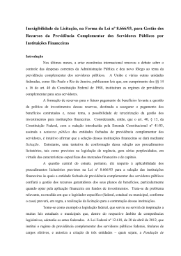 Inexigibilidade da Licita&ccedil;&atilde;o, na Forma da Lei n&ordm; 8.666/93, para