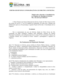 Lei Org&acirc;nica Municipal - Revis&atilde;o e Consolida&ccedil;&atilde;o da Lei Org&acirc;nica