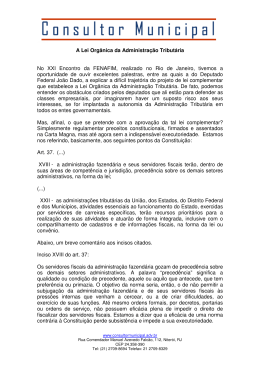 A Lei Orgânica da Administração Tributária No XXI Encontro da