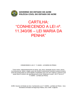 CARTILHA: “CONHECENDO A LEI nº. 11.340/06 – LEI MARIA DA