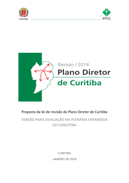 Proposta da lei de revis&atilde;o do Plano Diretor de Curitiba