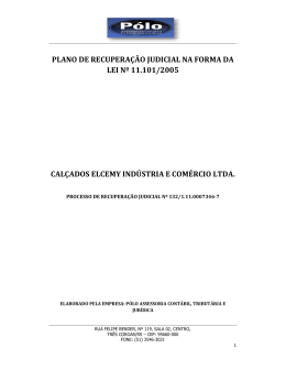 PLANO DE RECUPERAÇÃO JUDICIAL NA FORMA DA LEI Nº