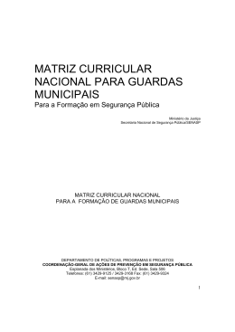 MATRIZ CURRICULAR NACIONAL PARA GUARDAS MUNICIPAIS