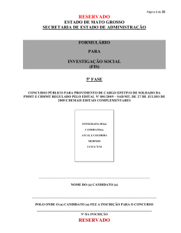 Formul&aacute;rio para Investiga&ccedil;&atilde;o Social