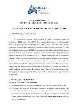 EDITAL INTERNO 005/2015 PRÓ-REITORIA DE PESQUISA