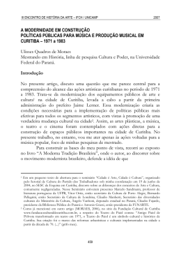 A modernidade em constru&ccedil;&atilde;o pol&iacute;ticas p&uacute;blicas para