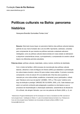 Pol&iacute;ticas culturais na Bahia - Funda&ccedil;&atilde;o Casa de Rui Barbosa