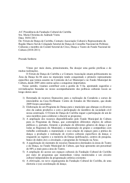 A/C Presid&ecirc;ncia da Funda&ccedil;&atilde;o Cultural de Curitiba Sra. Maria