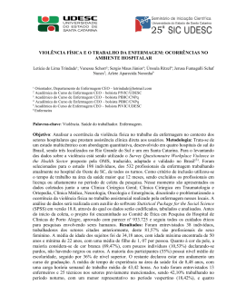 VIOL&Ecirc;NCIA F&Iacute;SICA E O TRABALHO DA ENFERMAGEM
