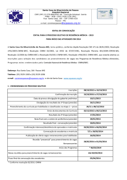 EDITAL DE CONVOCAÇÃO EDITAL PARA O PROCESSO