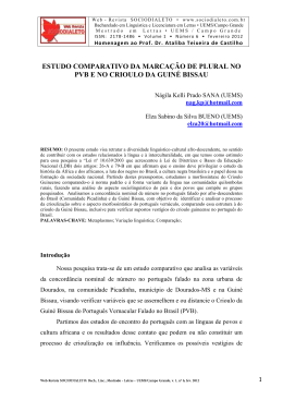 Estudo comparativo da marca&ccedil;&atilde;o de plural no PVB e no Crioulo da