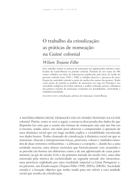as pr&aacute;ticas de nomea&ccedil;&atilde;o na Guin&eacute; colonial