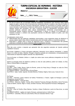 1 H &ndash; 011 1. Em fins do s&eacute;culo XIX, as principais pot&ecirc;ncias