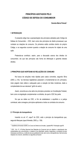 dos princípios adotados pelo código de defesa do