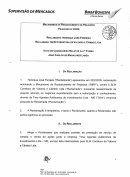 SUPERVIS&Atilde;O DE MERCADOS BM&F BOVESPA