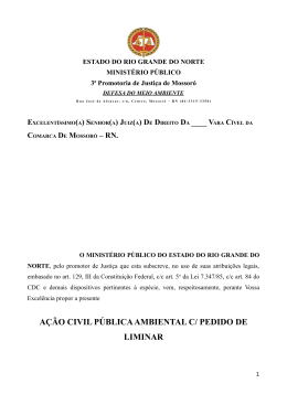 A&Ccedil;&Atilde;O CIVIL P&Uacute;BLICA AMBIENTAL C/ PEDIDO DE LIMINAR