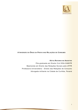 Invers&atilde;o do &Ocirc;nus da Prova nas Rela&ccedil;&otilde;es de Consumo