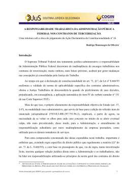 A RESPONSABILIDADE TRABALHISTA DA ADMINISTRA&Ccedil;&Atilde;O