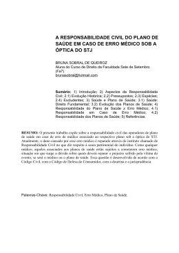 A RESPONSABILIDADE CIVIL DO PLANO DE SA&Uacute;DE EM