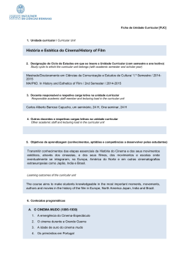 Hist&oacute;ria e Est&eacute;tica do Cinema/History of Film