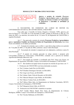 RESOLU&Ccedil;&Atilde;O N&ordm; 006/2006-CEPE/UNICENTRO Aprova o projeto de