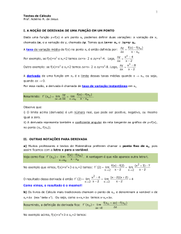 Conceito e C&aacute;lculo da Derivada