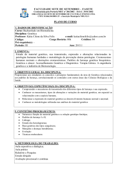 Gen&eacute;tica Humana - FASETE - Faculdade Sete de Setembro