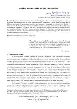 Imagem e mem&oacute;ria - Henri Bergson e Paul Ricoeur