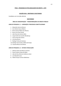 Lista de Candidatos com inscrições deferidas Doutorado 2016