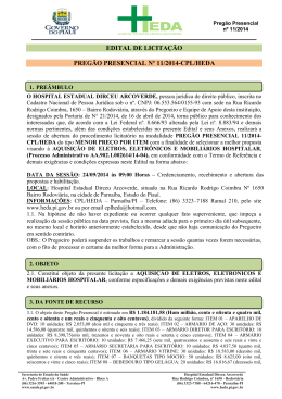 preg&atilde;o presencial 11/2014 - Hospital Estadual Dirceu Arcoverde