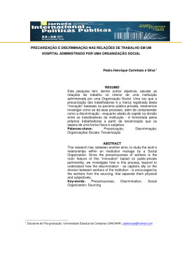 precariza&ccedil;&atilde;o e discrimina&ccedil;&atilde;o nas rela&ccedil;&otilde;es de trabalho em um