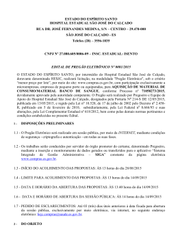 ESTADO DO ESP&Iacute;RITO SANTO HOSPITAL ESTADUAL S&Atilde;O JOS&Eacute;