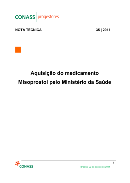 Aquisi&ccedil;&atilde;o do medicamento Misoprostol pelo Minist&eacute;rio da