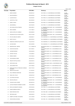 Listagem dos imóveis para lançamento IPTU 2015