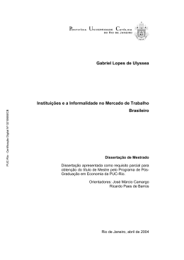 Gabriel Lopes de Ulyssea Institui&ccedil;&otilde;es e a Informalidade