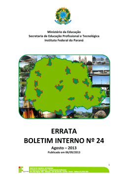Errata &ndash; Boletim Interno n&ordm; 024 &ndash; Agosto / 2013 - In&iacute;cio