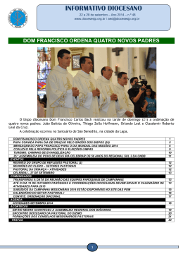 INFORMATIVO DIOCESANO - Diocese S&atilde;o Jos&eacute; dos Pinhais