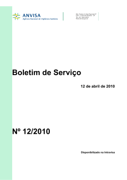 Boletim de Serviço Nº 12/2010