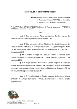 LEI N&ordm; 602, DE 17 DE SETEMBRO DE 2014. S&uacute;mula: Aprova o