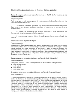 Disciplina Planejamento e Gest&atilde;o de Recursos H&iacute;dricos (gabarito)