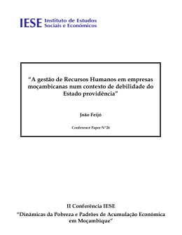 A gest&atilde;o de Recursos Humanos em empresas mo&ccedil;ambicanas