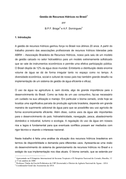 Gest&atilde;o de Recursos H&iacute;dricos no Brasil por B.P.F. Braga e A.F.