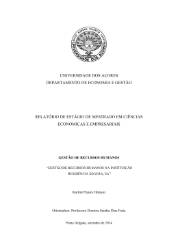 Gest&atilde;o de recursos humanos na institui&ccedil;&atilde;o Resid&ecirc;ncia Segura, SA