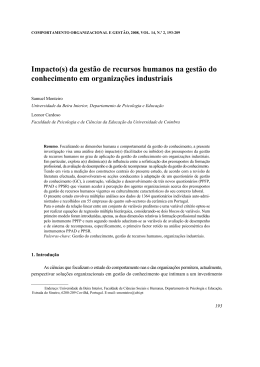 Impacto(s) da gest&atilde;o de recursos humanos na gest&atilde;o do