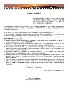 Homologa&ccedil;&atilde;o Oficial dos Inscritos