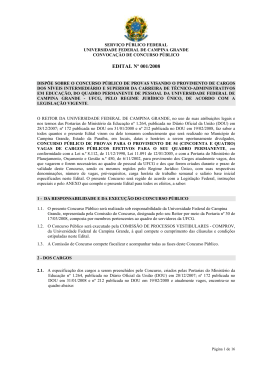 EDITAL N&ordm; 001/2008 - Comprov - Universidade Federal de Campina