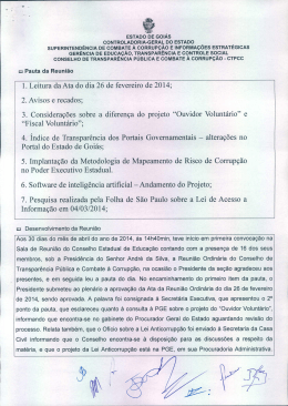 Reuni&atilde;o ordin&aacute;ria do dia 30 de Abril de 2014