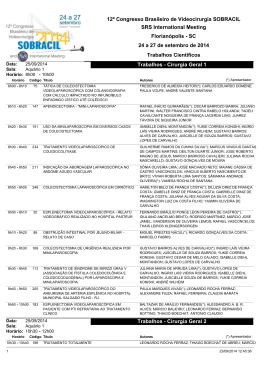12&ordm; Congresso Brasileiro de Videocirurgia SOBRACIL SRS